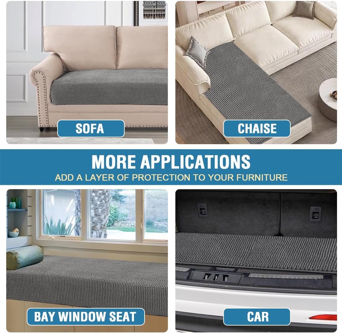 Plush Chenille Dog Bed Cover Thick Soft Sofa Cover for Cushion Couch Anti Slip Couch Cover Water Resistant Furniture Protector for Dog, Pet, Cat,Grey