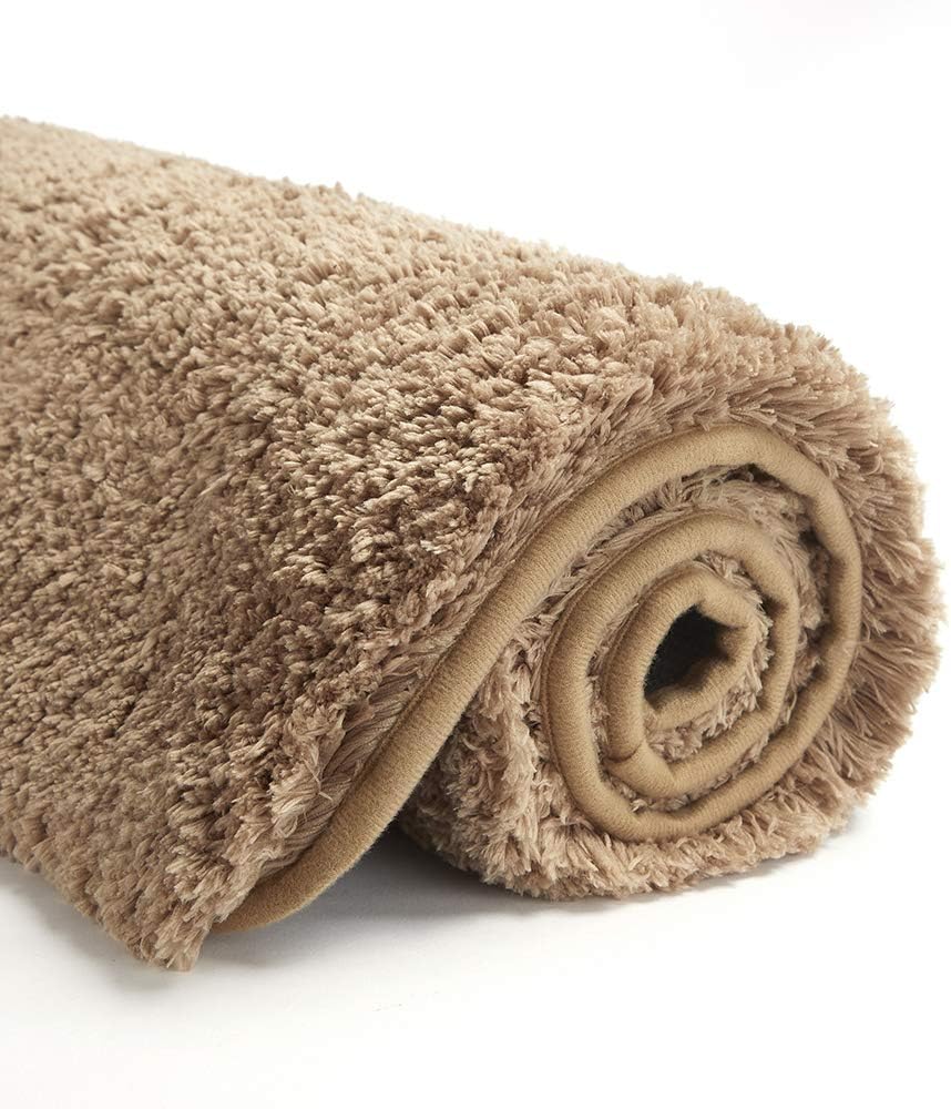Bath Rug for Bathroom Non Slip Bathroom Mat Water Absorbent Soft Microfiber Shaggy Bathroom Rug Machine Washable Bath Mat,Sand