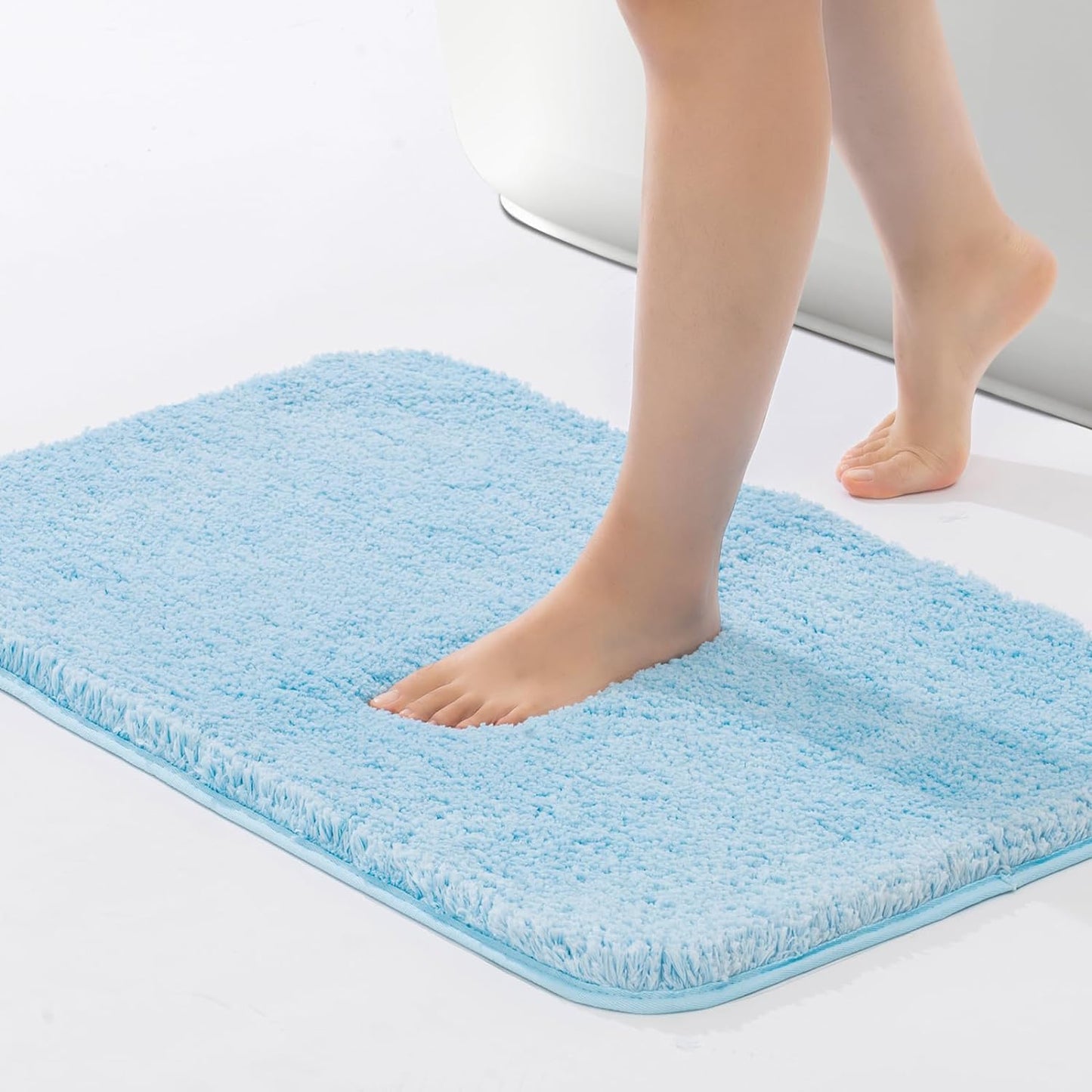 Bath Rug for Bathroom Non Slip Bathroom Mat Water Absorbent Soft Microfiber Shaggy Bathroom Rug Machine Washable Bath Mat,Skyblue