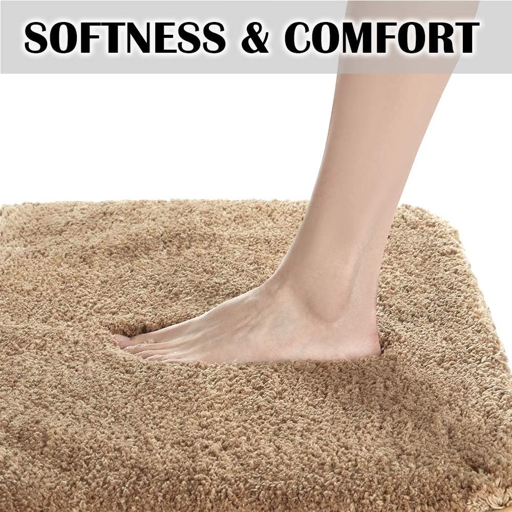 Bath Rug for Bathroom Non Slip Bathroom Mat Water Absorbent Soft Microfiber Shaggy Bathroom Rug Machine Washable Bath Mat,Sand