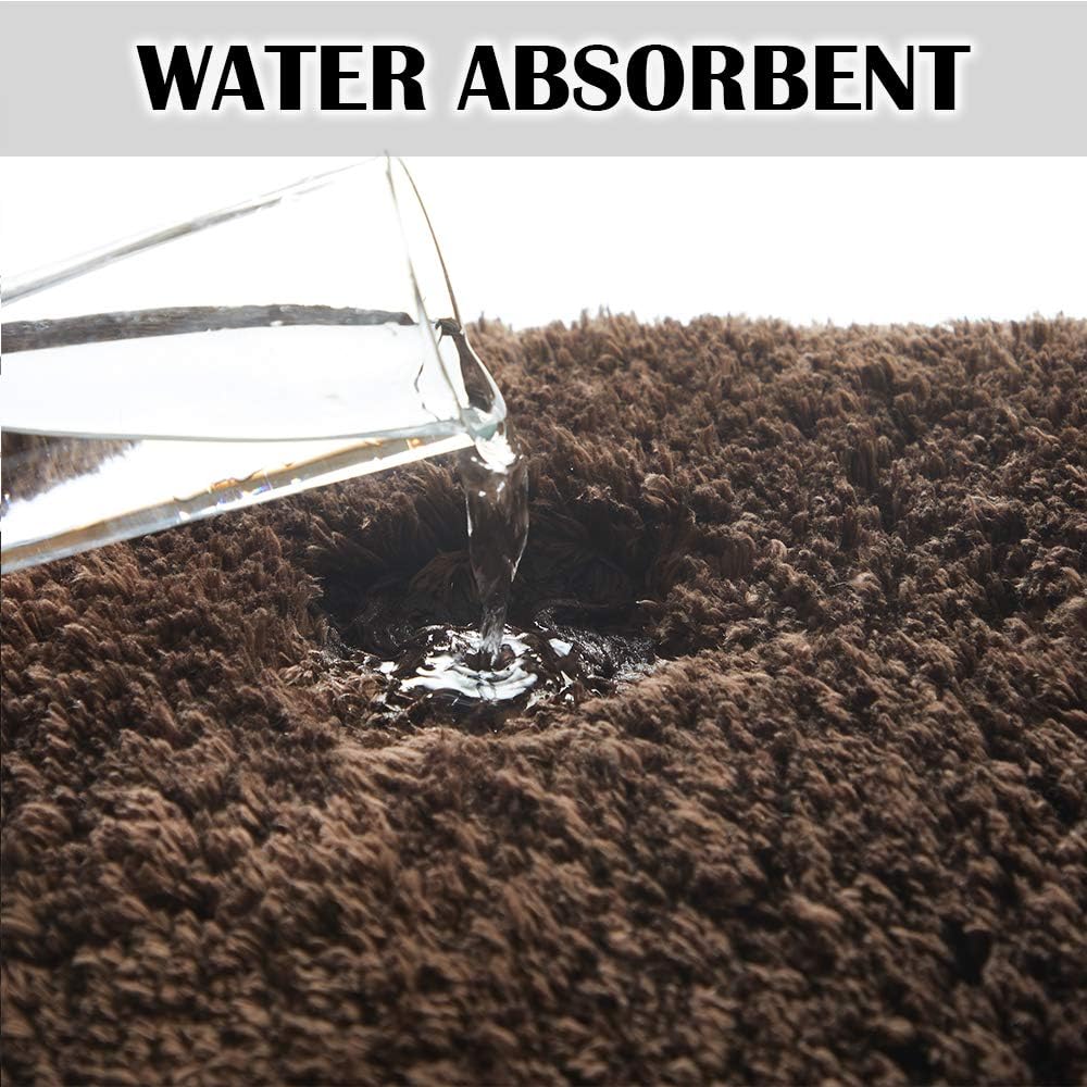 Bath Rug for Bathroom Non Slip Bathroom Mat Water Absorbent Soft Microfiber Shaggy Bathroom Rug Machine Washable Bath Mat,Brown