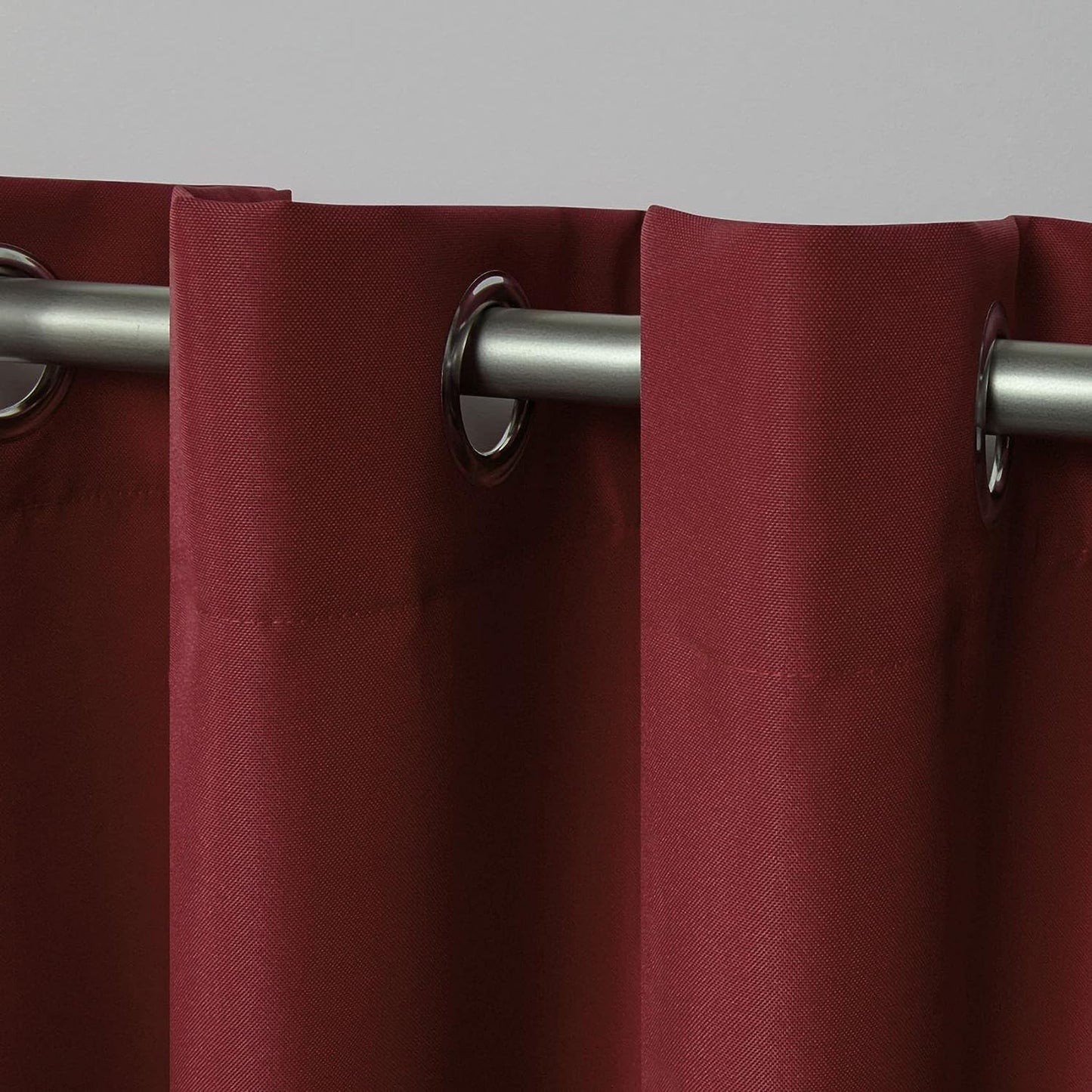 2 Pieces Solid Indoor/Outdoor Light Filtering,Waterproof Grommet Top Curtain Panel,Burgundy