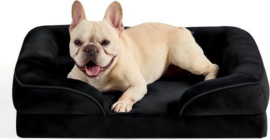 Dog Bed - Washable Small Medium Dog Cat Bed Waterproof, Comfort Cats Couch Sofa with Washable Removable Cover, Pets Bed with Nonskid Bottom, Black