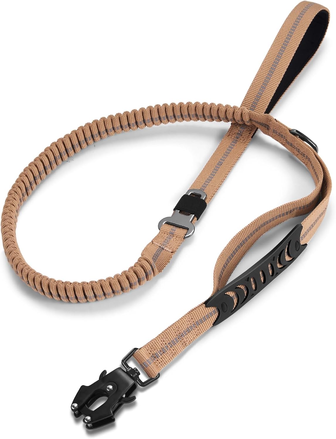 Heavy Duty Dog Leash, 4-6FT Shock Absorbing Dog Leashes with Traffic Handle and Comfortable Padded Handles, Advanced Easy Metal Clip, No Pull Reflective Leash for Medium Large Dogs,Khaki