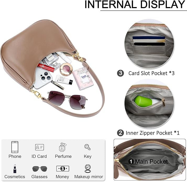 Shoulder Bag for Women Cute Hobo Purses and Handbags Retro Clutch Underarm Purse | Cute, Mocha
