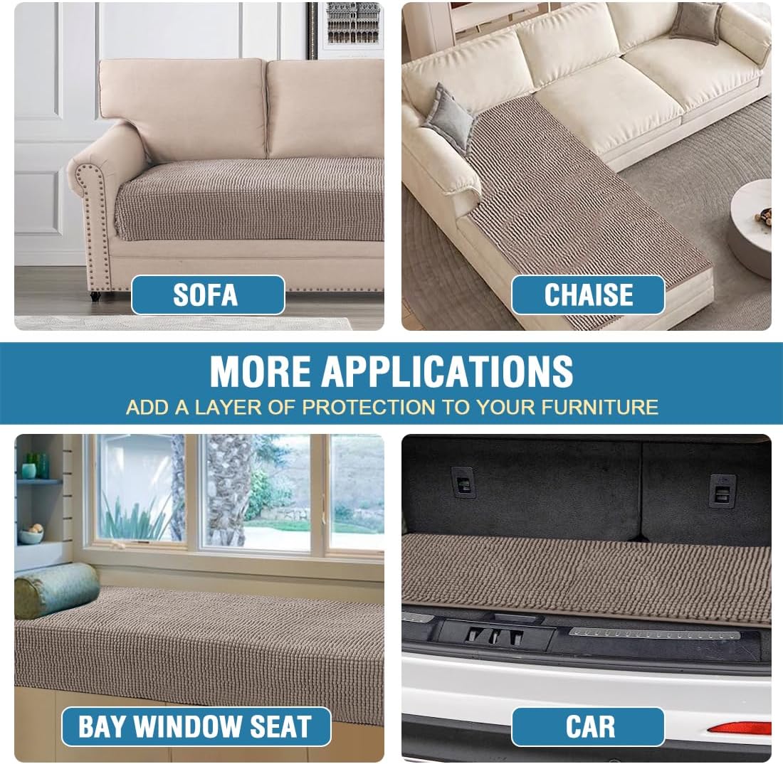 Plush Chenille Dog Bed Cover Thick Soft Sofa Cover for Cushion Couch Anti Slip Couch Cover Water Resistant Furniture Protector for Dog, Pet, Cat,Sand