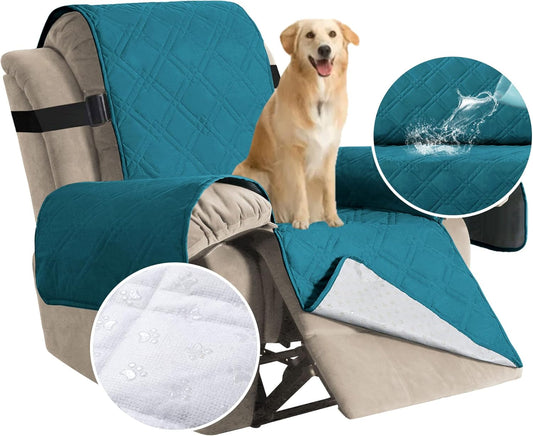 100% Waterproof ,Non-Slip Reclining Cover for Recliner Chair Washable Chair Cover Furniture Protector with Elastic Straps for pet ,kid ,Dark Teal