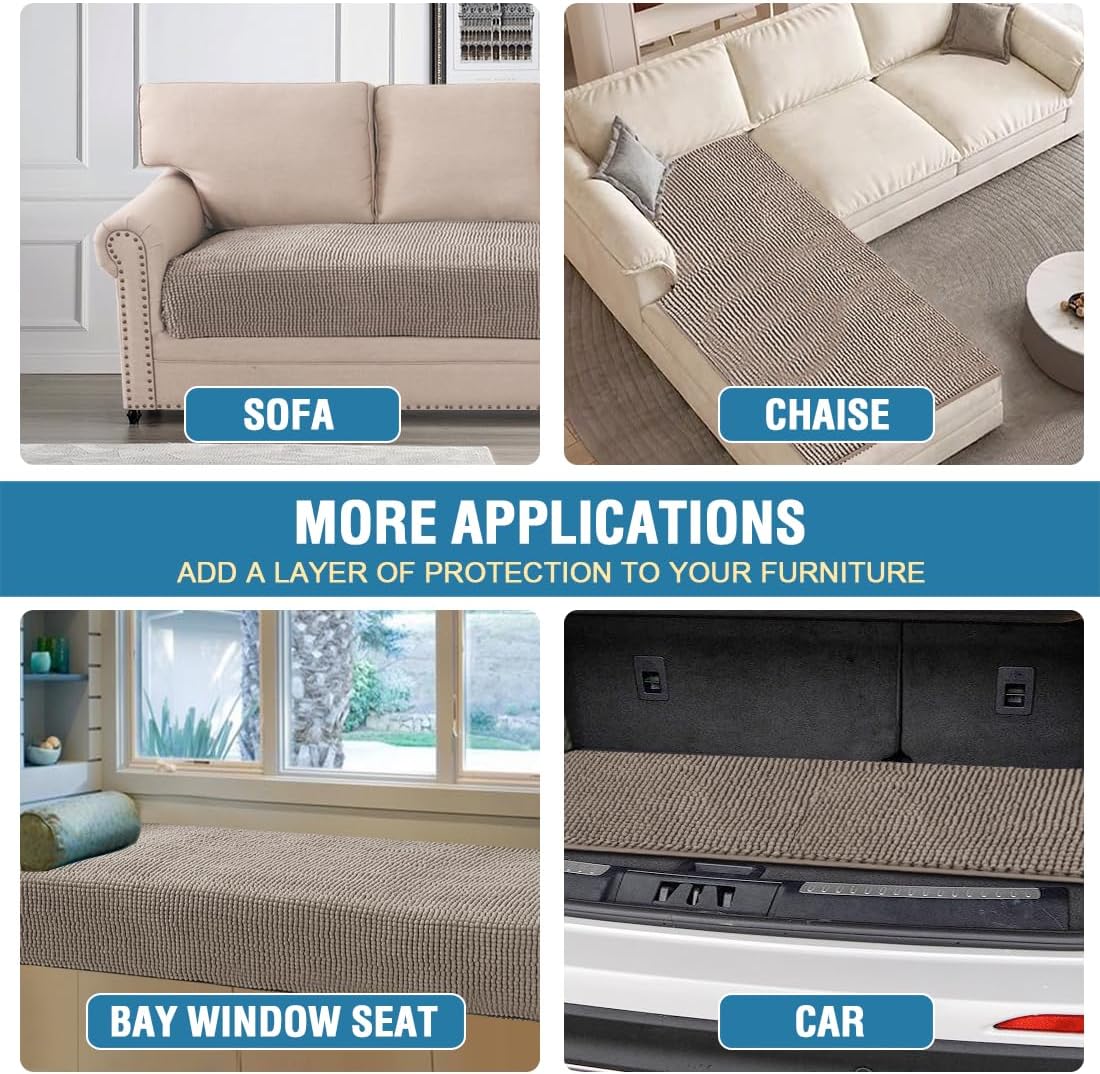 Plush Chenille Dog Bed Cover Thick Soft Sofa Cover for Cushion Couch Anti Slip Couch Cover Water Resistant Furniture Protector for Dog, Pet, Cat,Taupe