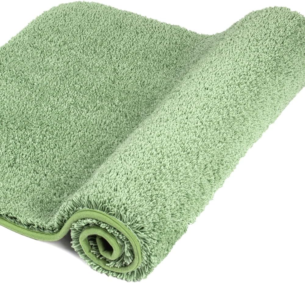 Bath Rug for Bathroom Non Slip Bathroom Mat Water Absorbent Soft Microfiber Shaggy Bathroom Rug Machine Washable Bath Mat,Green