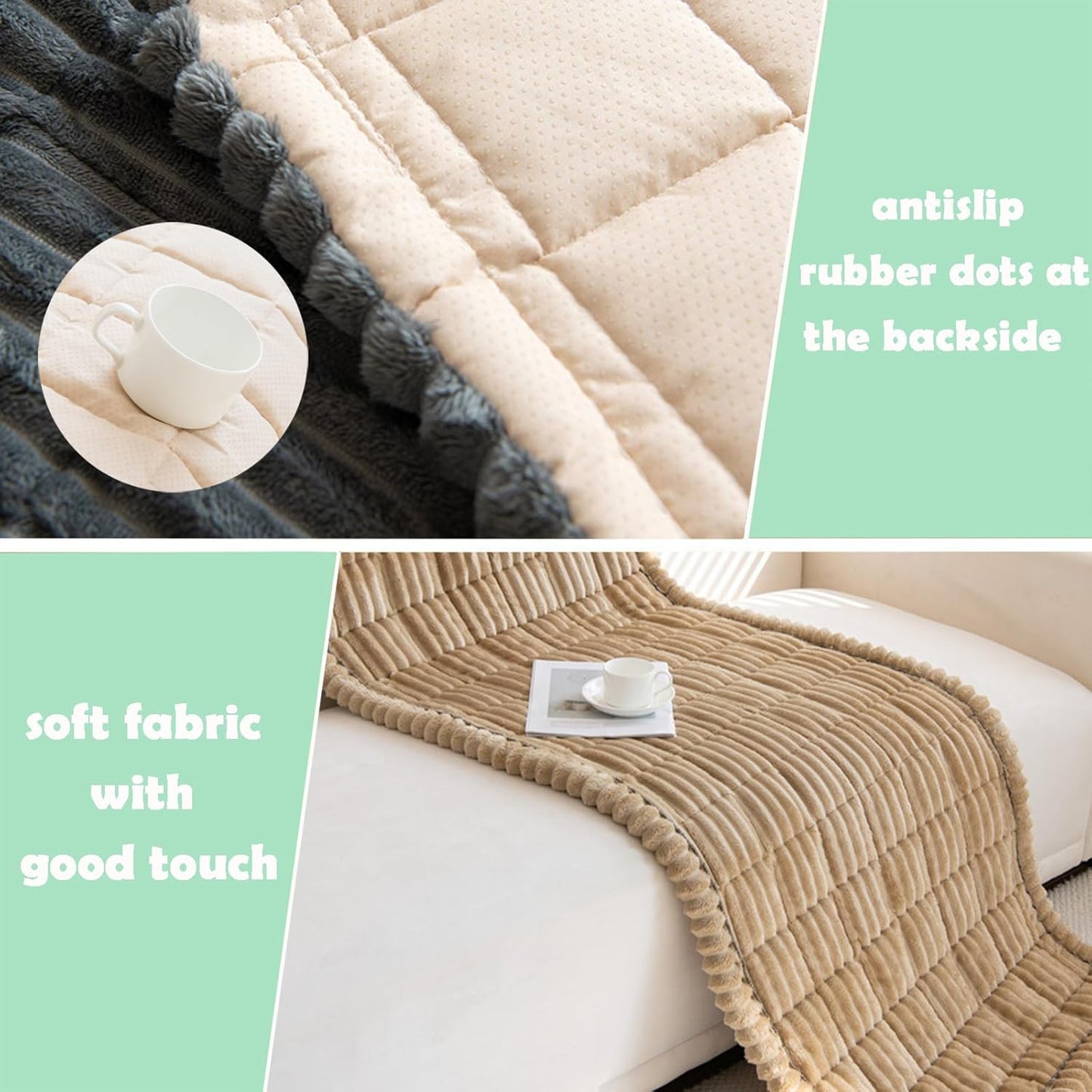 Couch Cover for Dogs Washable, Non Slip Fuzzy Pet Couch Covers for 3 Cushion Sofa Pet Friendly, Thick Soft Sofa Slipcovers Cushion Protector, Sand