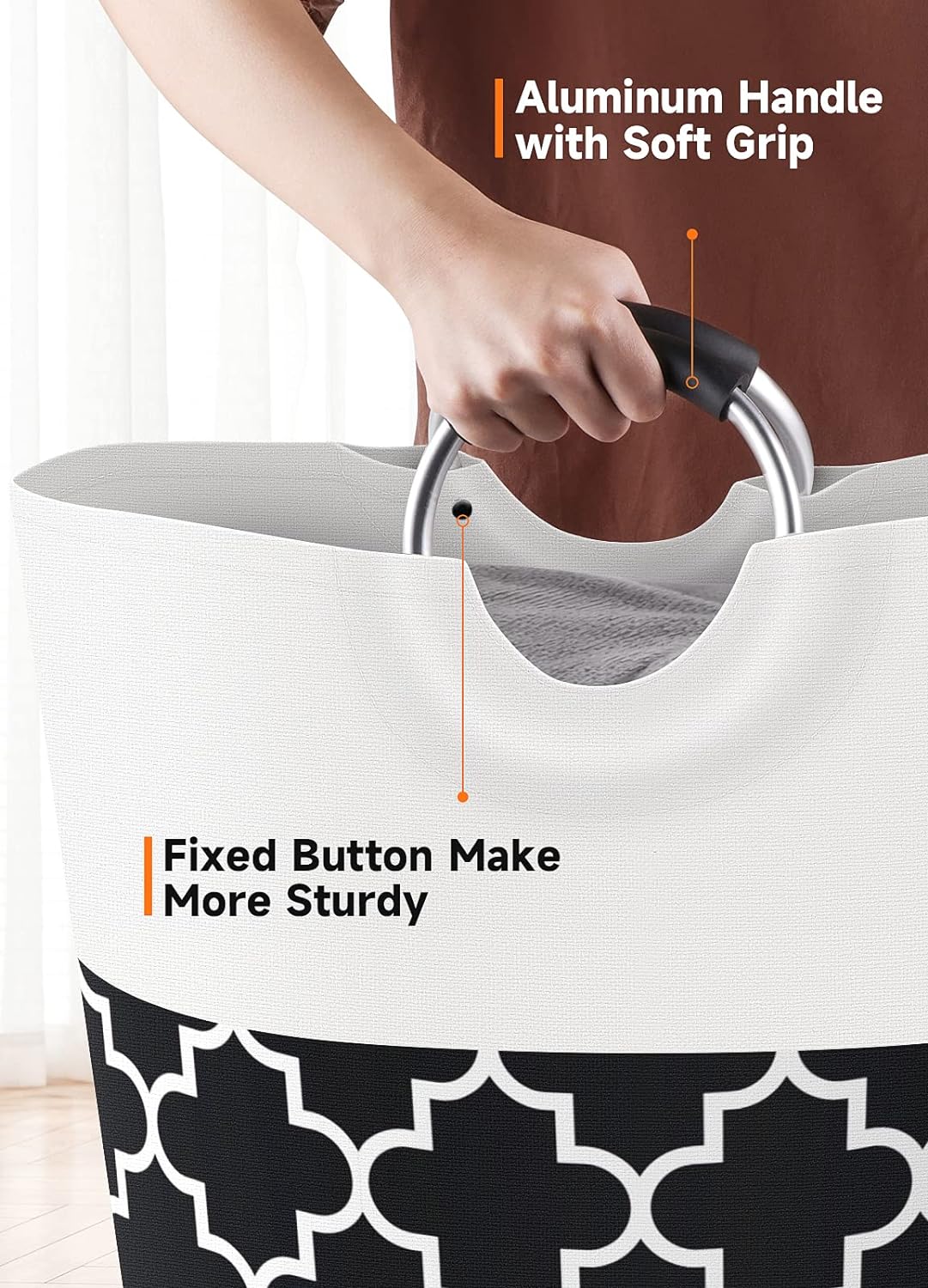 Large Laundry Basket Collapsible Tall With Handles Waterproof Travel Bathroom Essentials Storage For Dorm, Family (Black),82L
