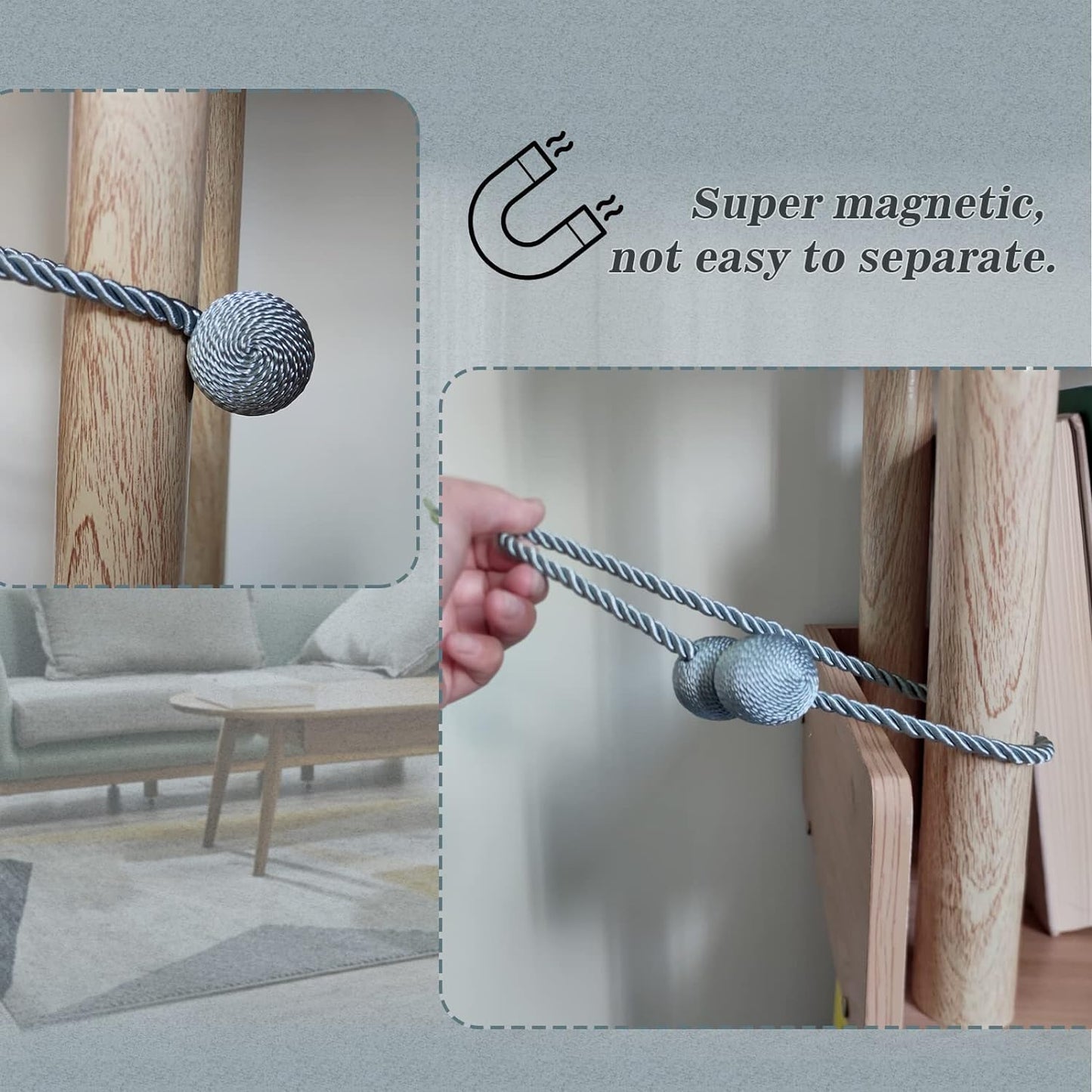 Curtain Tiebacks Buckles Holdbacks Holders Hooks Clip for Home Outdoor Bedroom Office Decorative Curtain(Grey Blue)