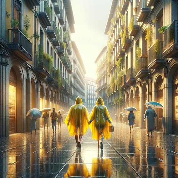 Disposable Rain Ponchos for Adults (5 Pack) ,Yellow
