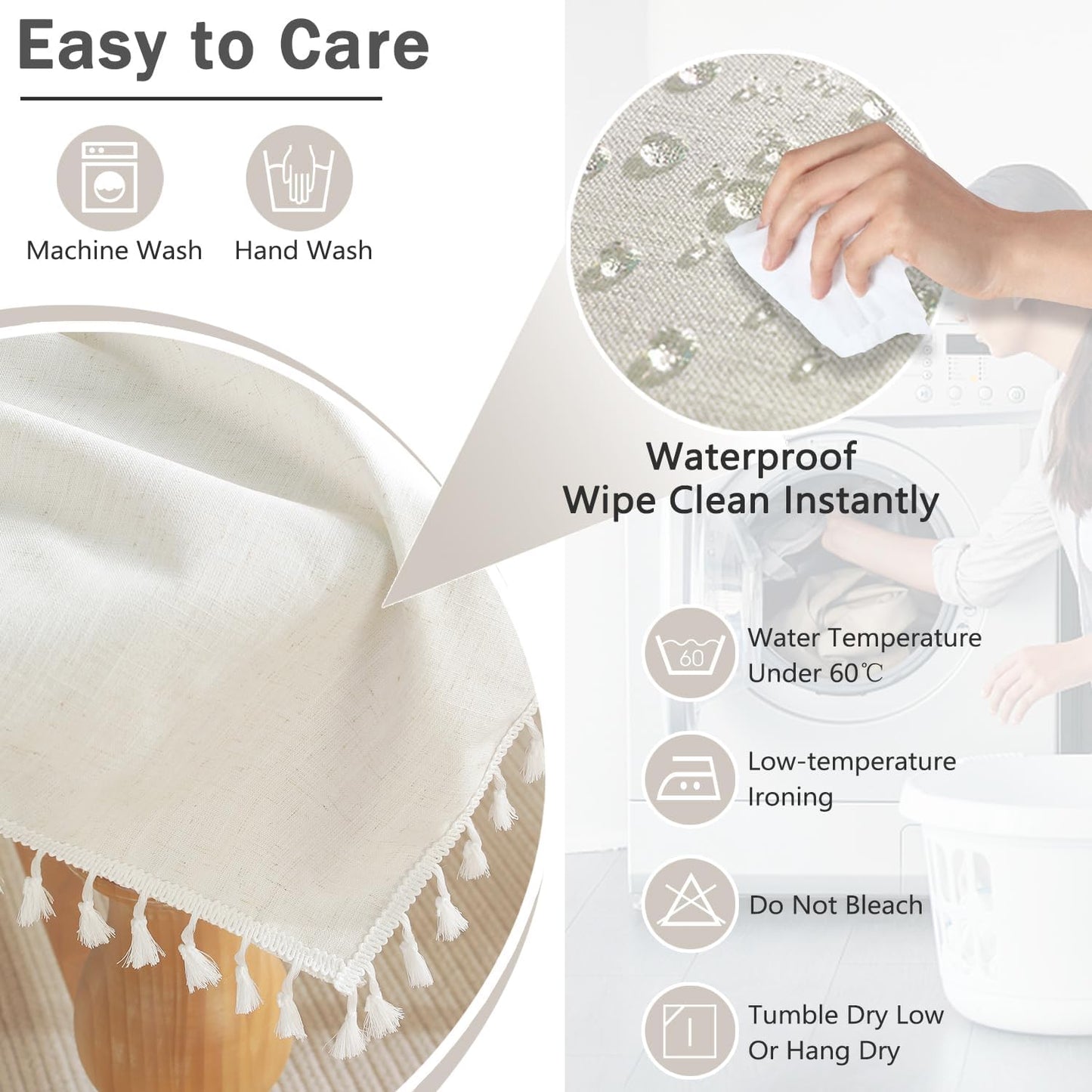 Tablecloths, Waterproof Table Cloth, Linens Wrinkle Free Anti-Fading, Rustic Table Cover Decoration for Kitchen Dinning Christmas,Leaf