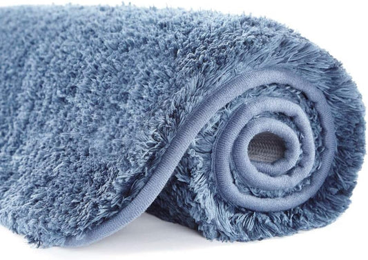 Bath Rug for Bathroom Non Slip Bathroom Mat Water Absorbent Soft Microfiber Shaggy Bathroom Rug Machine Washable Bath Mat,Blue