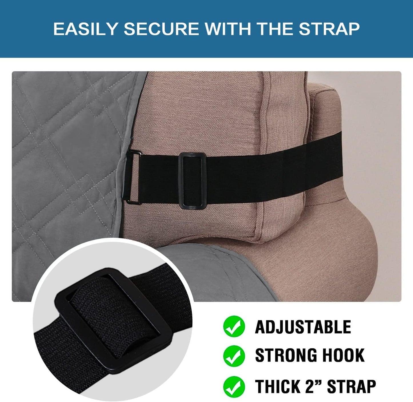 100% Waterproof ,Non-Slip Reclining Cover for Recliner Chair Washable Chair Cover Furniture Protector with Elastic Straps for pet ,kid ,Grey