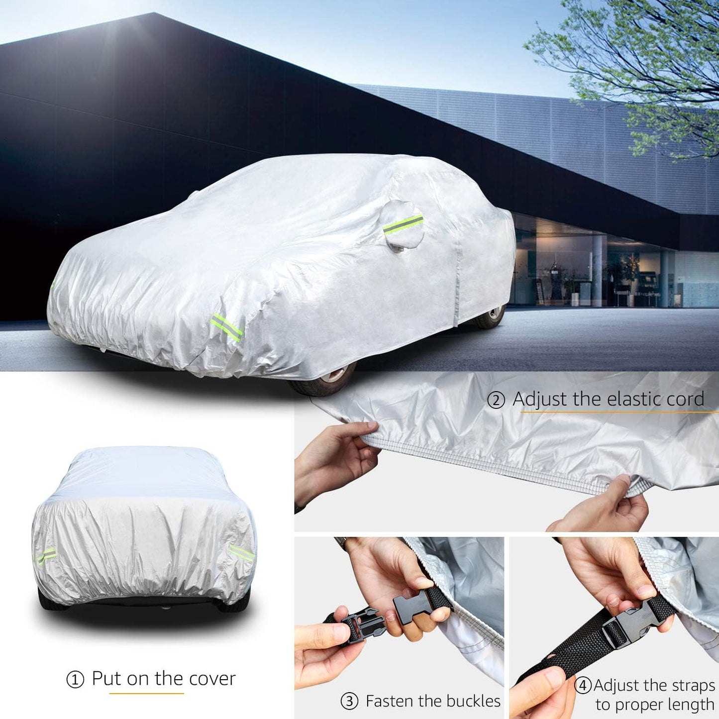Car Cover, Indoor Protection, Breathable Dustproof Cover, Gray, 210D Oxford Cotton inside,See Vehicle Size,Winter Rain Sun SUV Sedan,Black