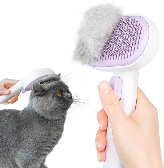 Cat Brush for Shedding, Indoor Cats, Long or Short Haired Cats, Cat Grooming Brush Cat Comb for Kitten Rabbit Massage Removes Loose Fur,Purple