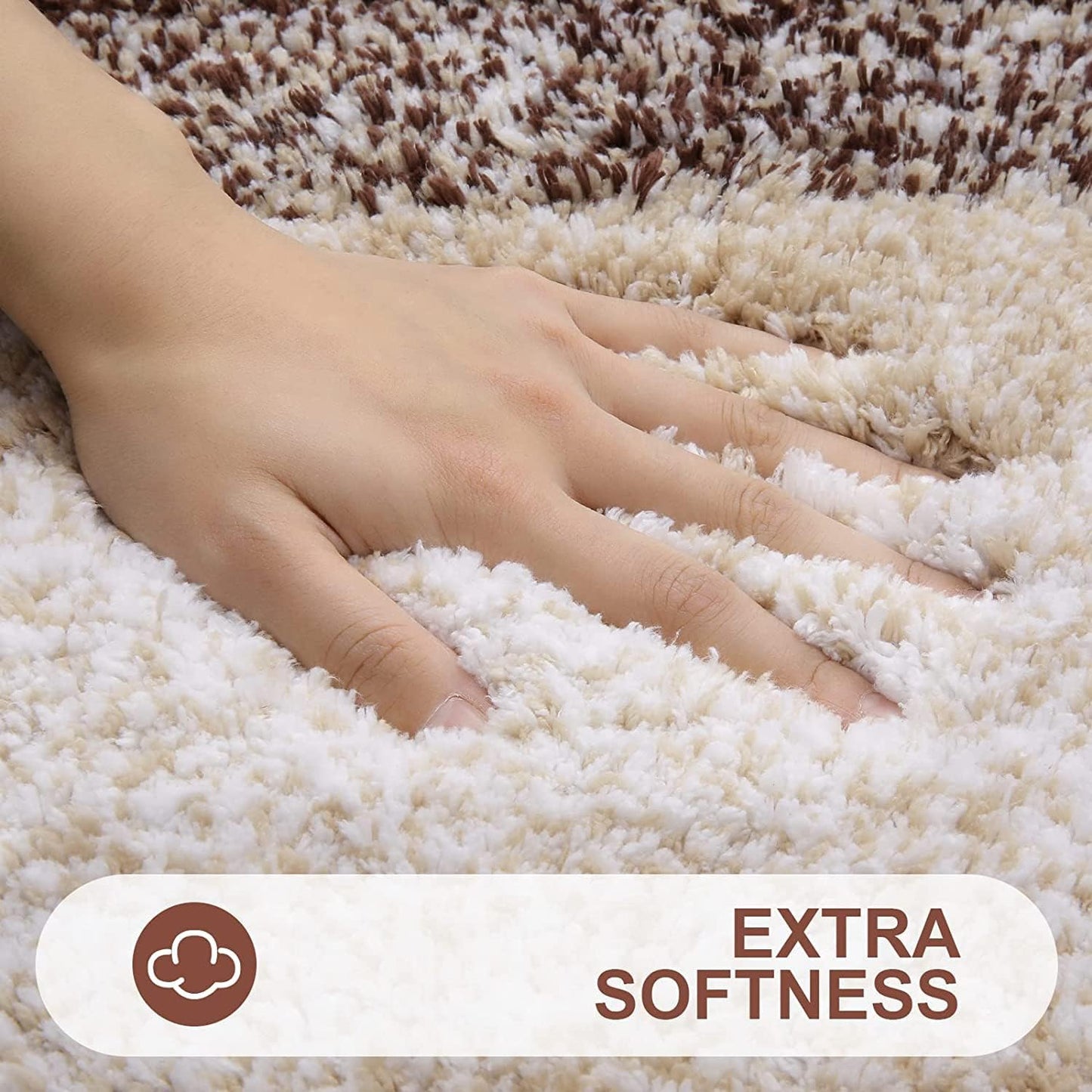 Luxury Bathroom Rug Mat, Extra Soft and Absorbent Microfiber Bath Rugs, Non-Slip Plush Shaggy Bath Carpet,Brown