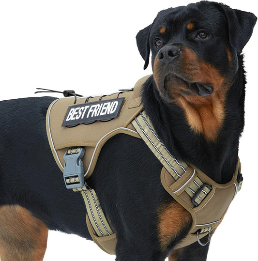   Tactical Dog Harness for Large, Heavy Duty Pet Harness with Handle, No-Pull Service Vest , Adjustable for Training Hunting Walking,Army Yellow
