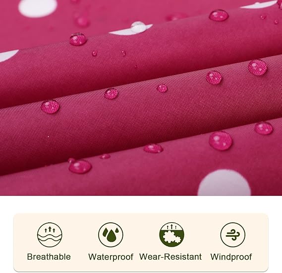 Unisex Rain Poncho Raincoat Hooded with Pockets&ZIpper ,Fashion,Beautiful, Durable, Lightweight,(Red Dot)