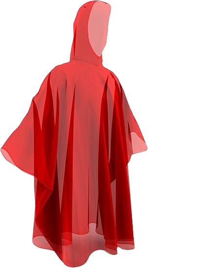 Disposable Rain Ponchos for Adults (5 Pack) ,Red
