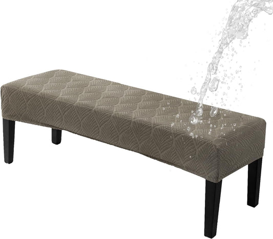 Dining Bench Cover Waterproof, Washable Long Bench Covers Slipcover, Stretch Rectangle Bench Seat Covers for Living Rooms, Bedroom, Kitchen, Piano Bench Cover, Taupe