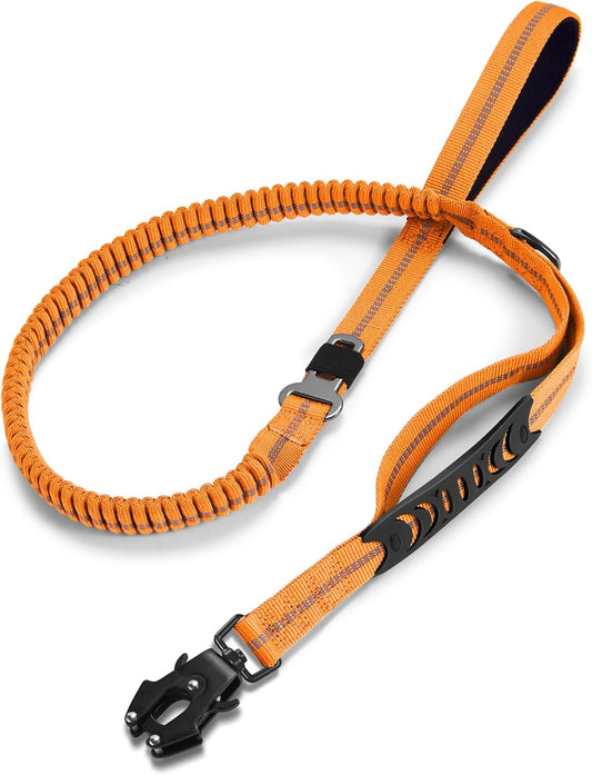Heavy Duty Dog Leash, 4-6FT Shock Absorbing Dog Leashes with Traffic Handle and Comfortable Padded Handles, Advanced Easy Metal Clip, No Pull Reflective Leash for Medium Large Dogs,Orange