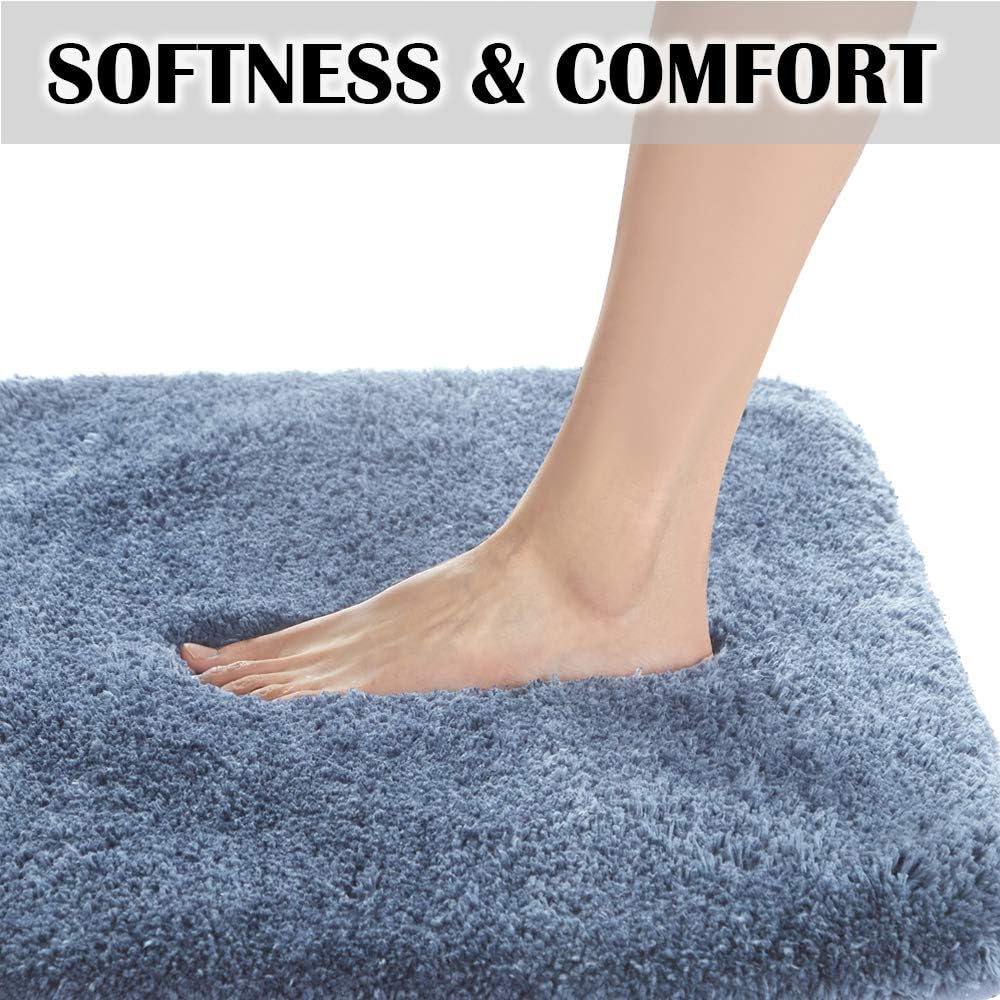 Bath Rug for Bathroom Non Slip Bathroom Mat Water Absorbent Soft Microfiber Shaggy Bathroom Rug Machine Washable Bath Mat,Blue