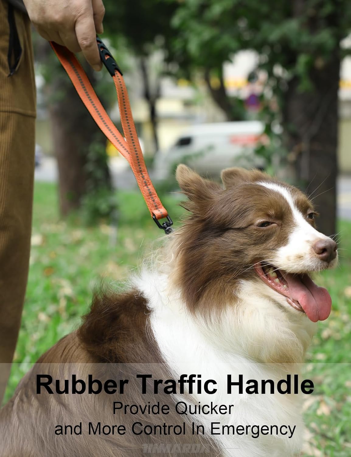 Heavy Duty Dog Leash, 4-6FT Shock Absorbing Dog Leashes with Traffic Handle and Comfortable Padded Handles, Advanced Easy Metal Clip, No Pull Reflective Leash for Medium Large Dogs,Orange