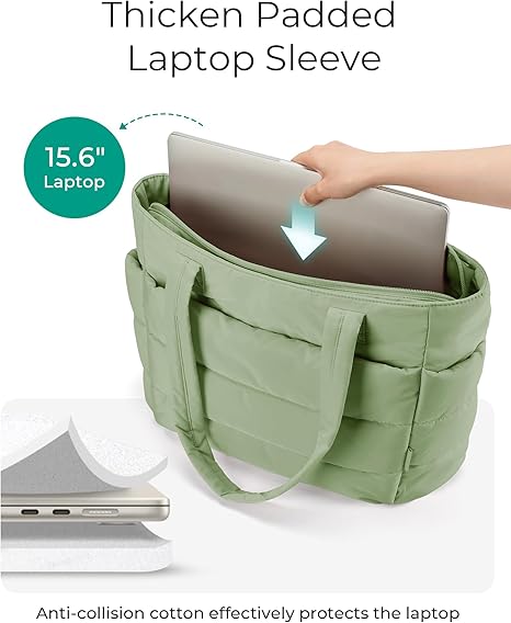 Tote Bag for Women, Lightweight Puffy Tote Bag with Compartments Shoulder Bag Handbag for Travel, Work, Gym | Lightweight, Puffy, Quilted