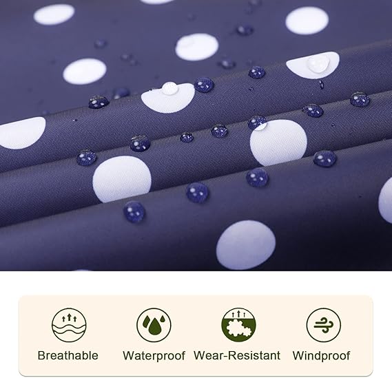 Unisex Rain Poncho Raincoat Hooded with Pockets&ZIpper ,Fashion,Beautiful, Durable, Lightweight,(Blue Dot)