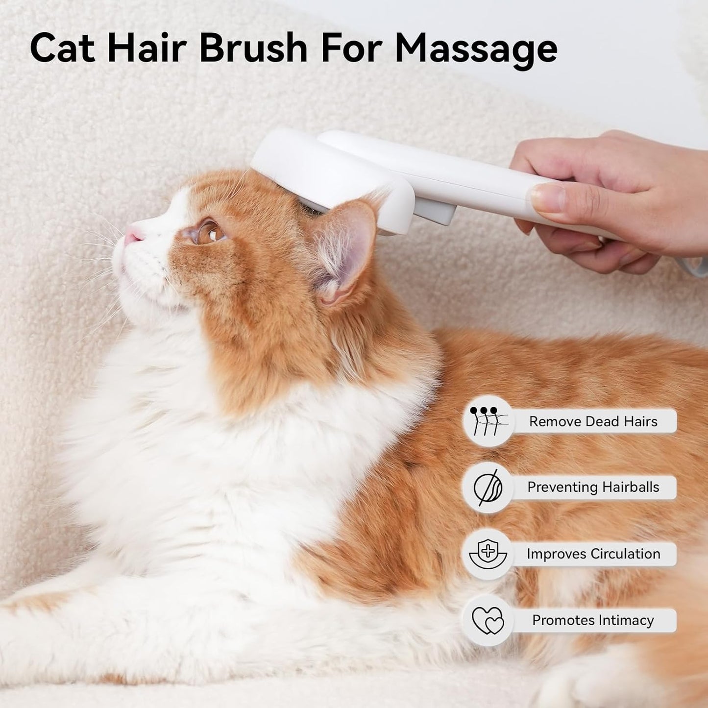 Cat Brush for Shedding, Indoor Cats, Long or Short Haired Cats, Cat Grooming Brush Cat Comb for Kitten Rabbit Massage Removes Loose Fur,White
