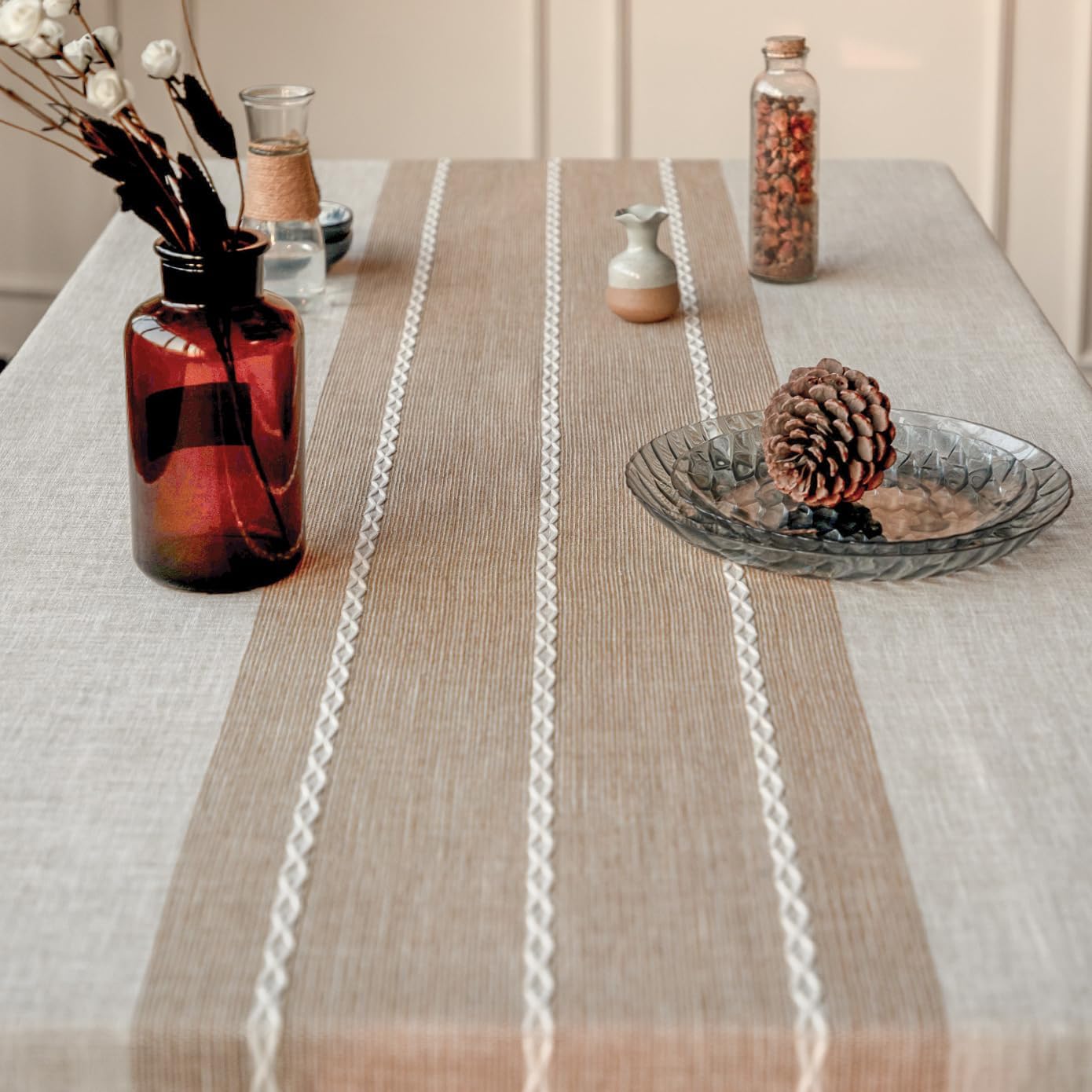 Tablecloths, Waterproof Table Cloth, Linens Wrinkle Free Anti-Fading, Rustic Table Cover Decoration for Kitchen Dinning Christmas,Coffee