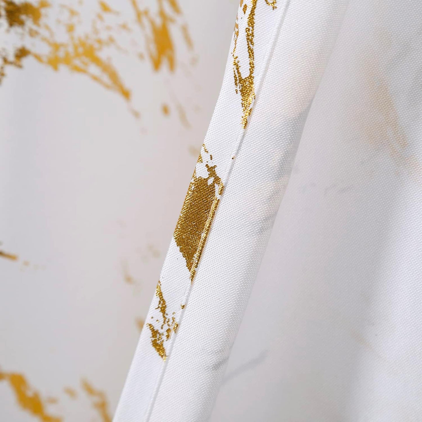 90% Blackout Curtains 2 Panels, Gold Marble Patterned Blackout Curtains Thermal Insulated Room Darkening Drapes for Living Room ,White