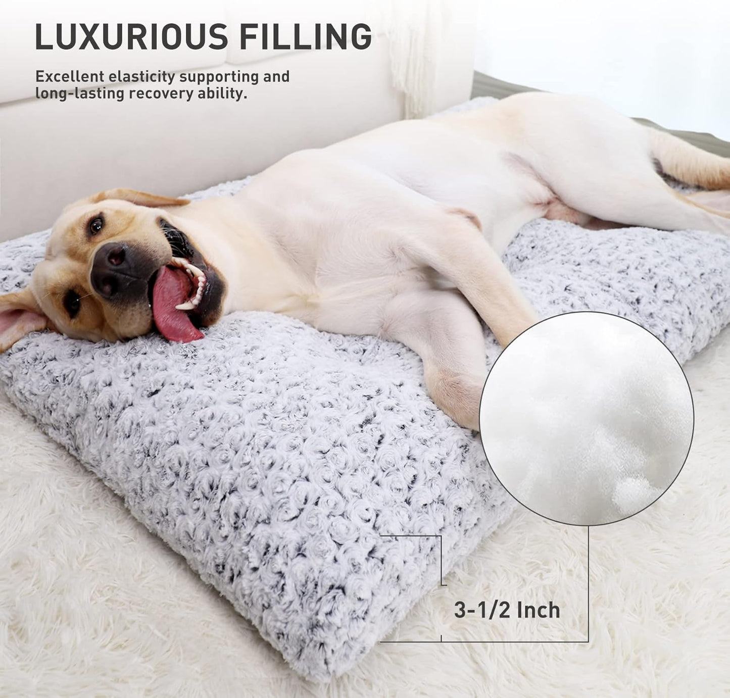 Washable Dog Bed Deluxe Plush Dog Crate Beds Comfy Kennel Pad Anti-Slip Pet Sleeping Mat for Large, Jumbo, Medium, Small Dogs Breeds,Cats,Grey