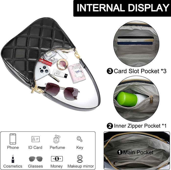 Shoulder Bag for Women Cute Hobo Purses and Handbags Retro Clutch Underarm Purse | Cute, Black
