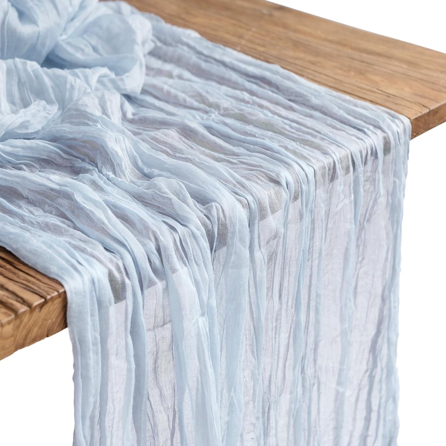 Cheesecloth Table Runner Boho Chic Gauze Semi-Sheer Halloween Tablecloth for Wedding Celebrations for Banquet  Holiday Decorations,Grey Blue