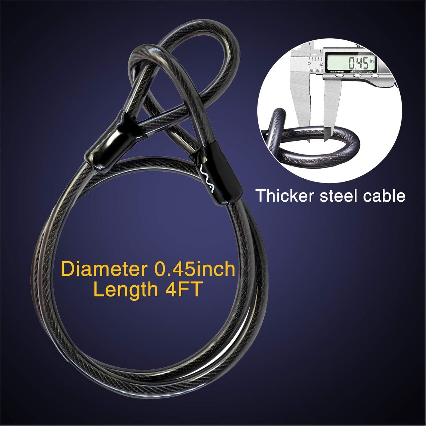 Bike Lock: Heavy Duty Anti Theft Bike U Lock with Security Steel Cable, Keys & Sturdy Mounting Bracket for Road, Mountain, Electric & Folding Bike,Large