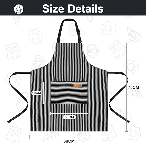 2 Pack Kitchen Cooking Aprons, Adjustable Bib Soft Chef Apron with 2 Pockets for Men Women(Black/Pink)