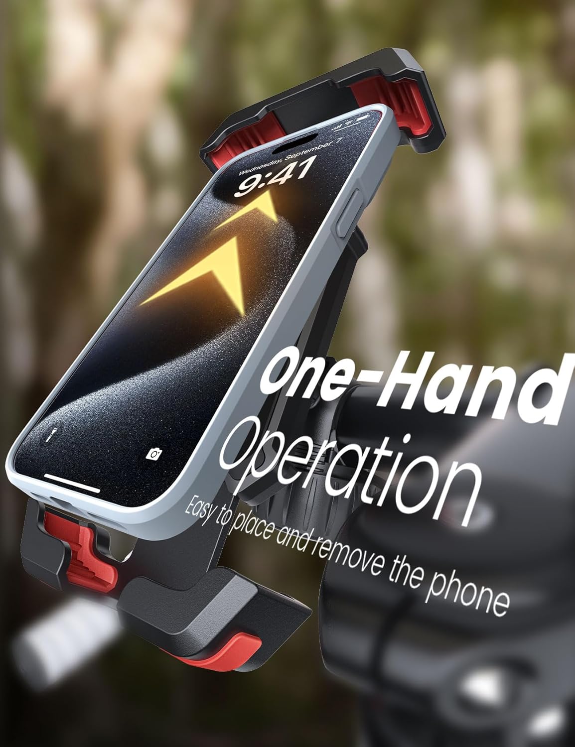 New Upgraded Bike Phone Holder Handlebar - Quick Install, Motorcycle Phone Mount, Bicycle Phone Holder fit Large Phone Case for iPhone Samsung,Black