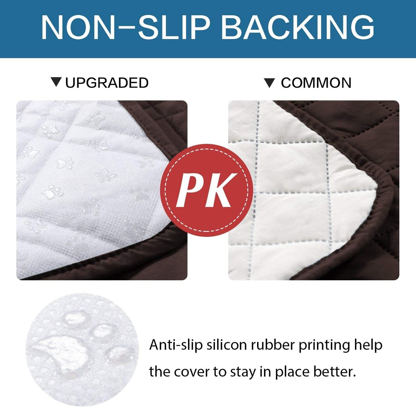 100% Waterproof ,Non-Slip Reclining Cover for Recliner Chair Washable Chair Cover Furniture Protector with Elastic Straps for pet ,kid ,Brown