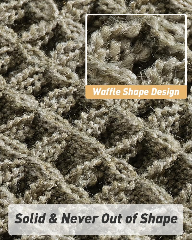Waffle Bath Mat, Super Absorbent Non Slip Bath Mats for Bathroom Floor, Machine Washable Bathroom Rugs with Tassels,Ultra Soft,Olive