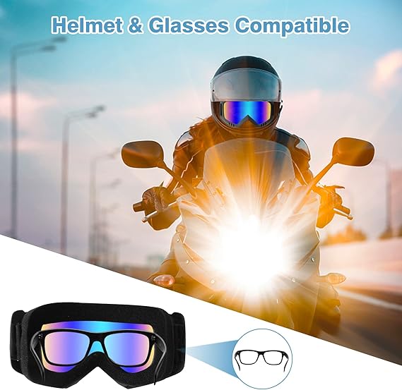 Dirt Bike Goggles 2 Pack - Motorcycle, ATV, Riding, Ski, Windproof Racing Glasses,Black Grey
