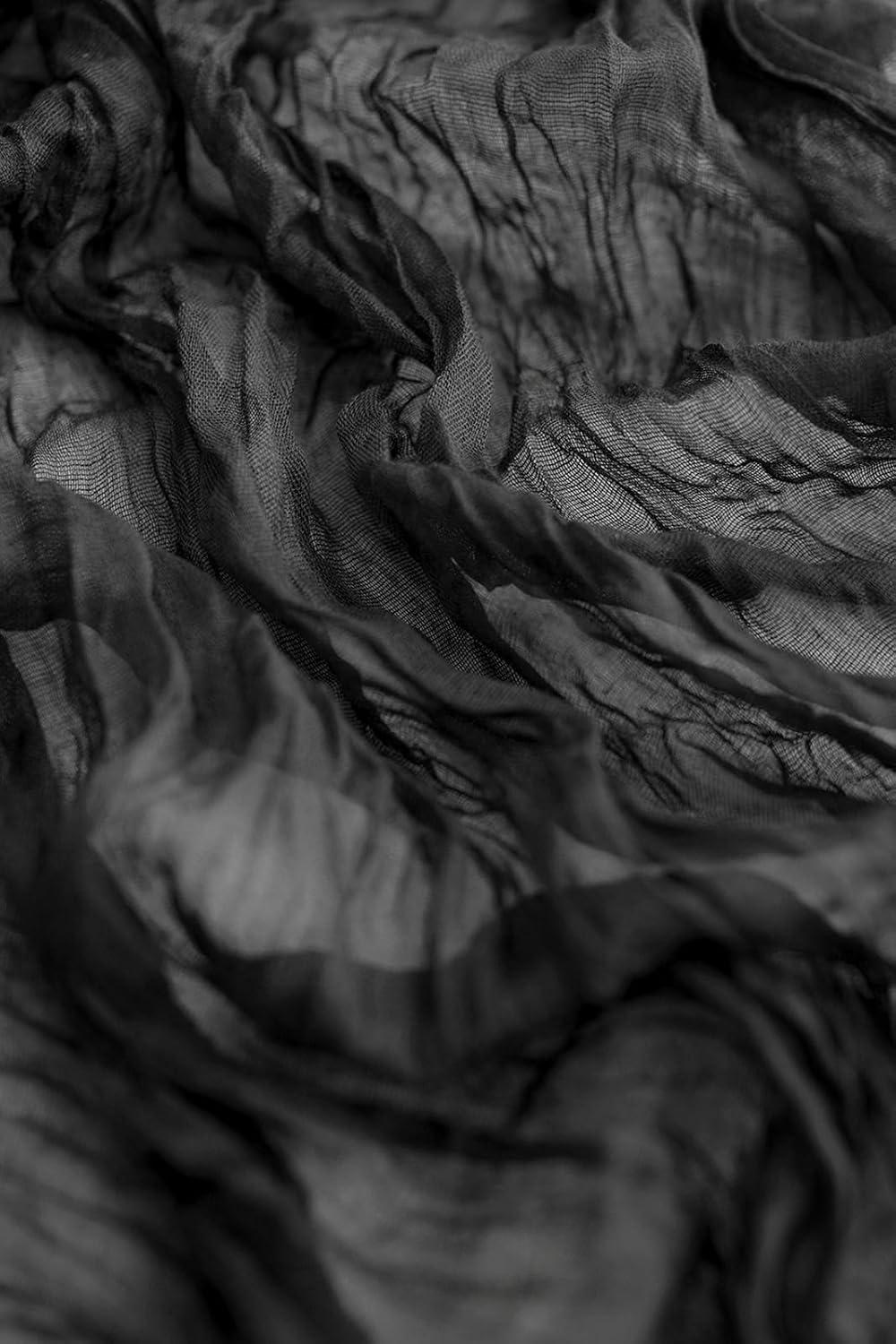 Cheesecloth Table Runner Boho Chic Gauze Semi-Sheer Halloween Tablecloth for Wedding Celebrations for Banquet  Holiday Decorations,Black