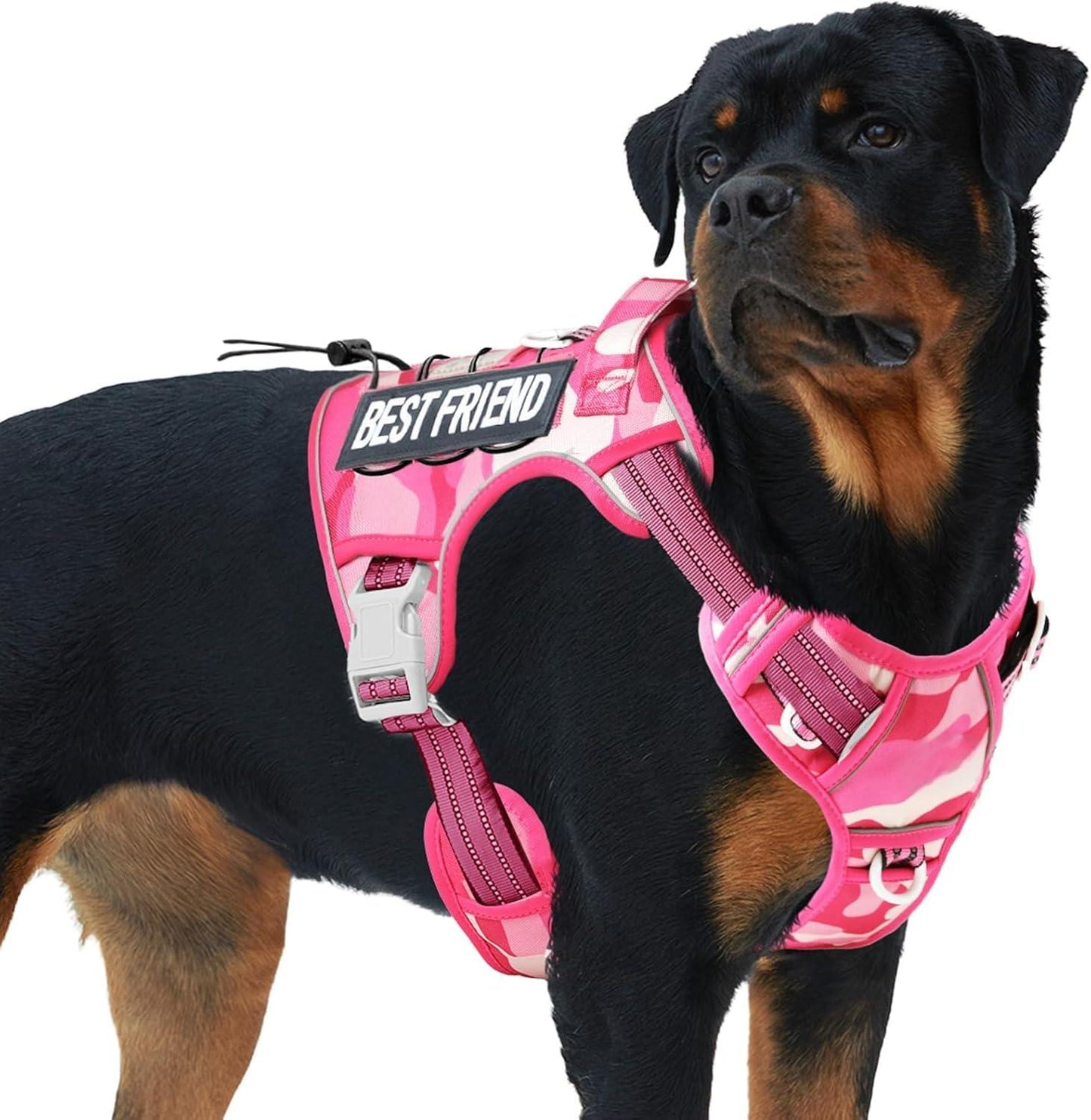   Tactical Dog Harness for Large, Heavy Duty Pet Harness with Handle, No-Pull Service Vest , Adjustable for Training Hunting Walking,Pink Camo