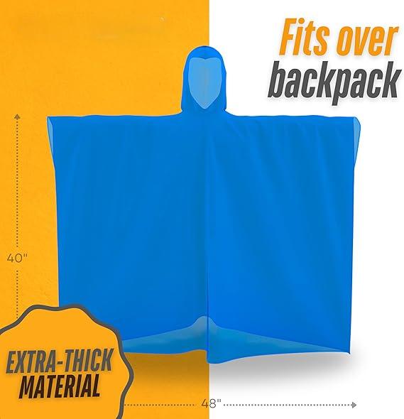 Disposable Rain Ponchos for Adults (5 Pack) ,Blue