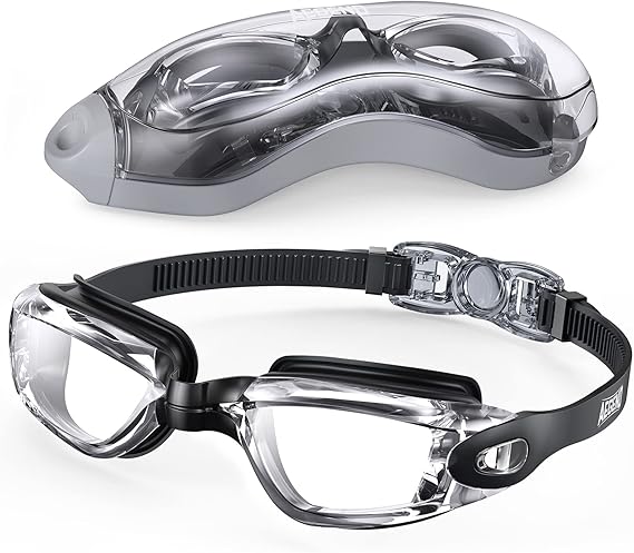 Swim Goggles, Swimming Goggles No Leaking Full Protection Adult Men Women Youth,Black Clear