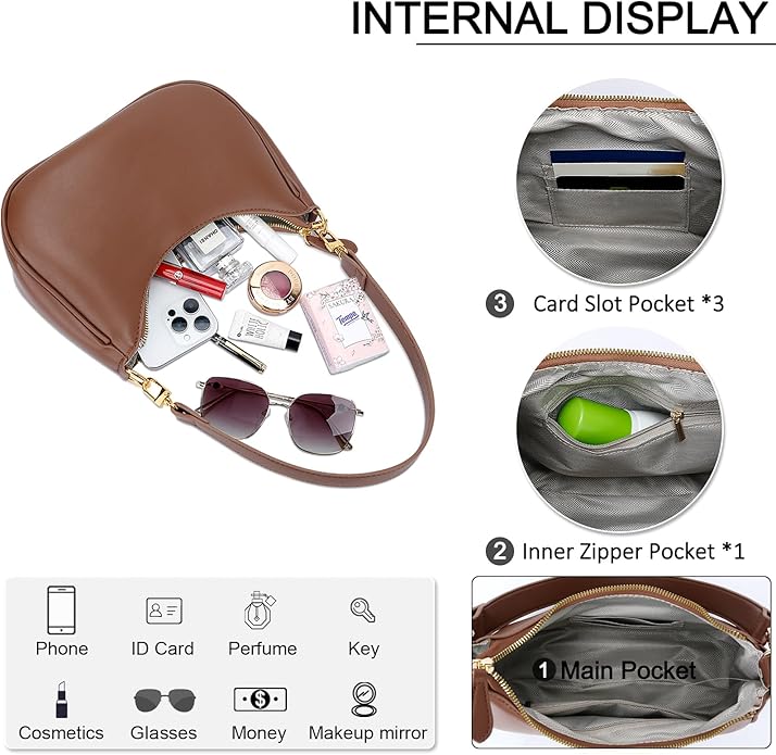Shoulder Bag for Women Cute Hobo Purses and Handbags Retro Clutch Underarm Purse | Cute, Brown
