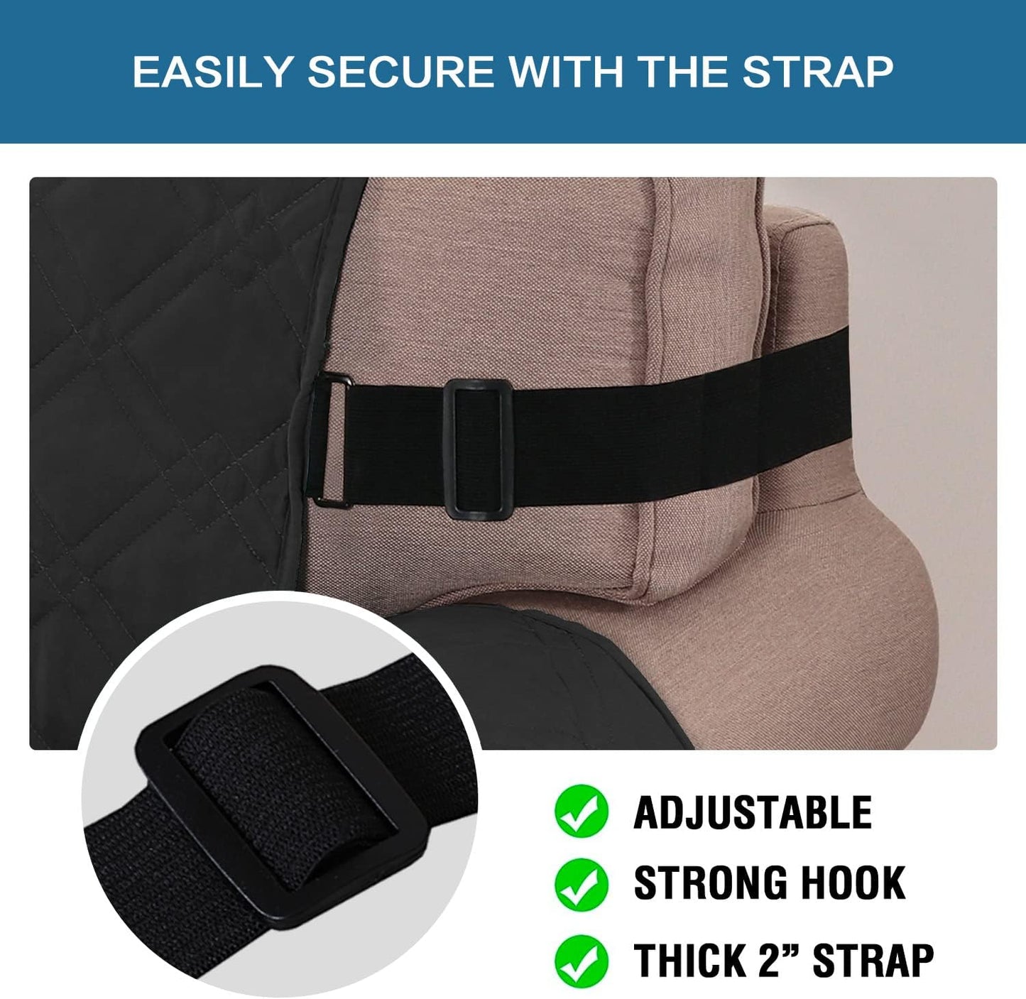 100% Waterproof ,Non-Slip Reclining Cover for Recliner Chair Washable Chair Cover Furniture Protector with Elastic Straps for pet ,kid ,Black